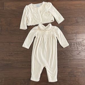Ralph Lauren Velour Baby Girl Jumpsuit and Cardigan 6M